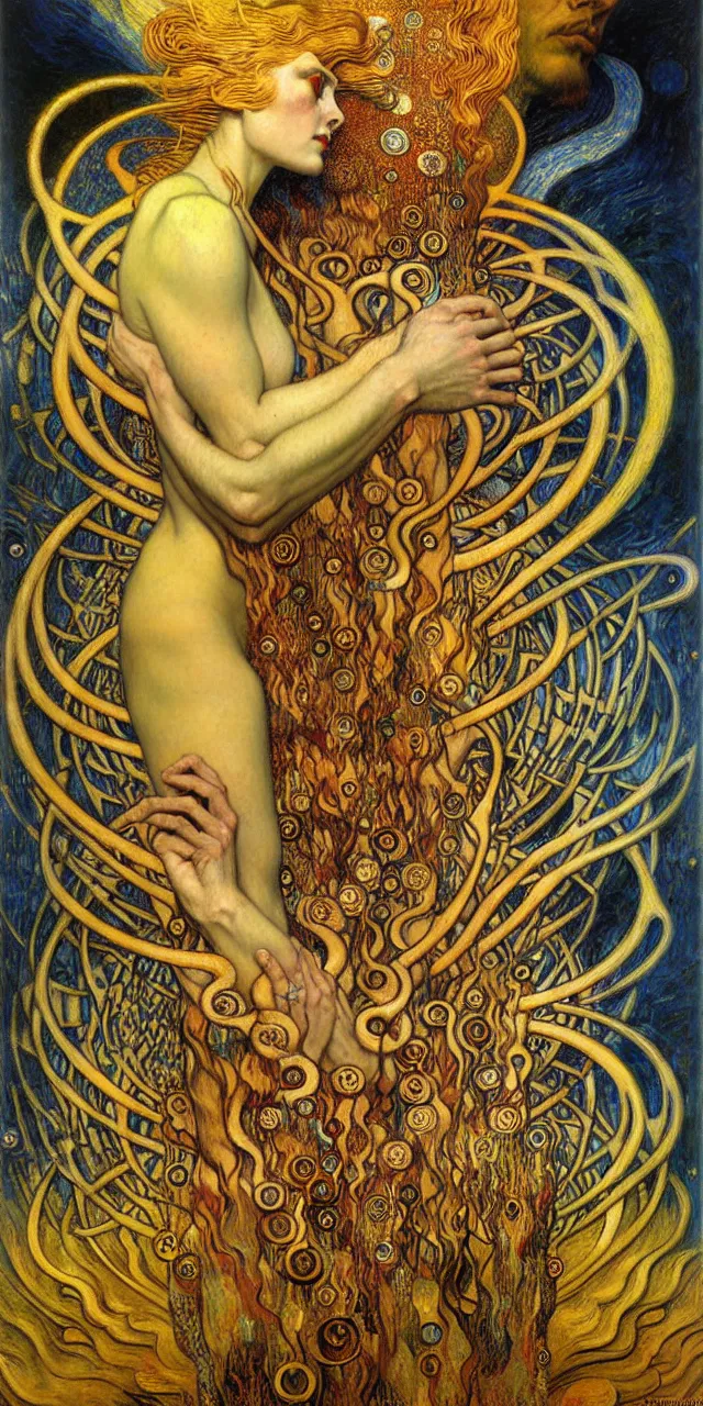 Image similar to Divine Chaos Engine by Karol Bak, Jean Delville, William Blake, Gustav Klimt, and Vincent Van Gogh, symbolist, visionary