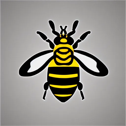 Prompt: bee cartoon, emblem, colourful sticker, symmetrical