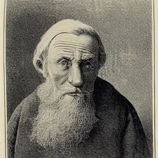 Image similar to an old man, engraving, 19 century