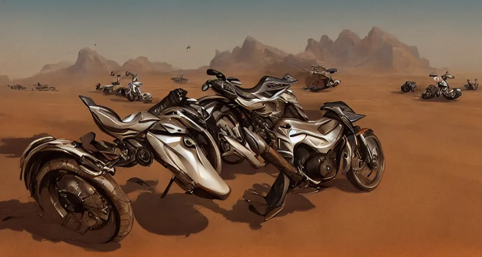 Image similar to superbike by apple in desert, digital art,ultra realistic,ultra detailed,art by greg rutkowski