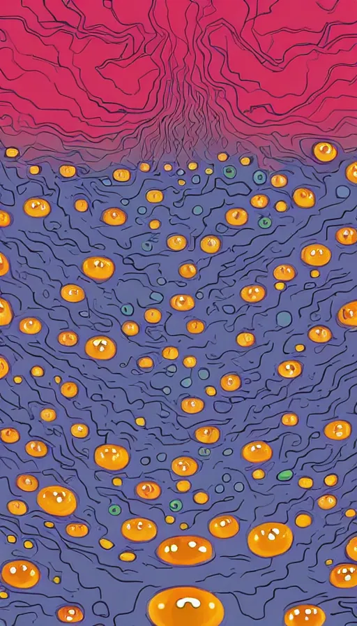 Prompt: a storm vortex made of many demonic eyes and teeth, by kurzgesagt,