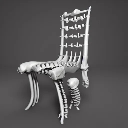 Prompt: 3 d render of a chair made out of bones