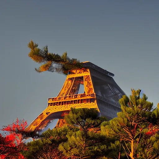 Image similar to fujiyama mountain with eiffel tower on top