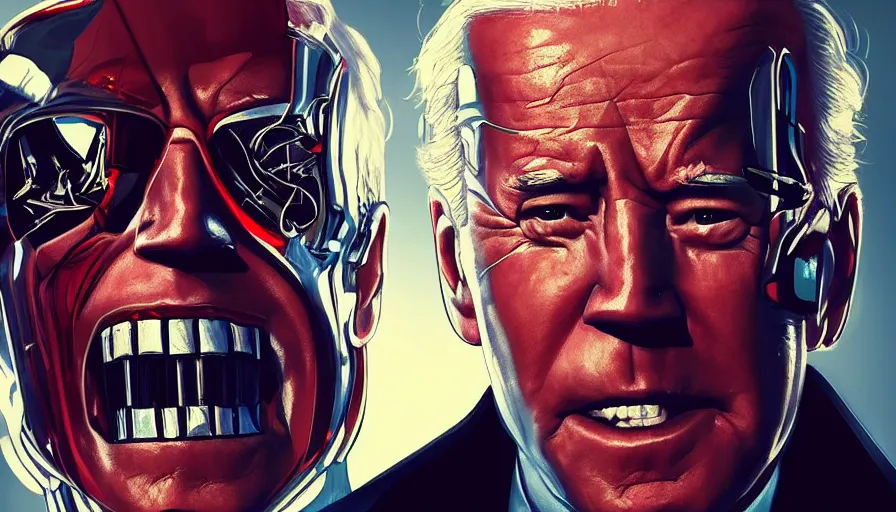 Image similar to Joe Biden is a Terminator, hyperdetailed, artstation, cgsociety, 8k