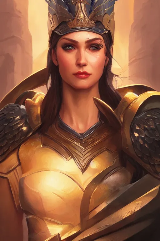 Image similar to amazon valkyrie athena, d & d, fantasy, portrait, highly detailed, headshot, digital painting, trending on artstation, concept art, sharp focus, illustration, art by artgerm and greg rutkowski and magali villeneuve