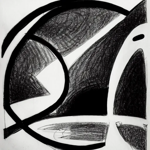 Image similar to black and white sketch of circle shaped sculpture, curves, wood, lights, portal, sketch