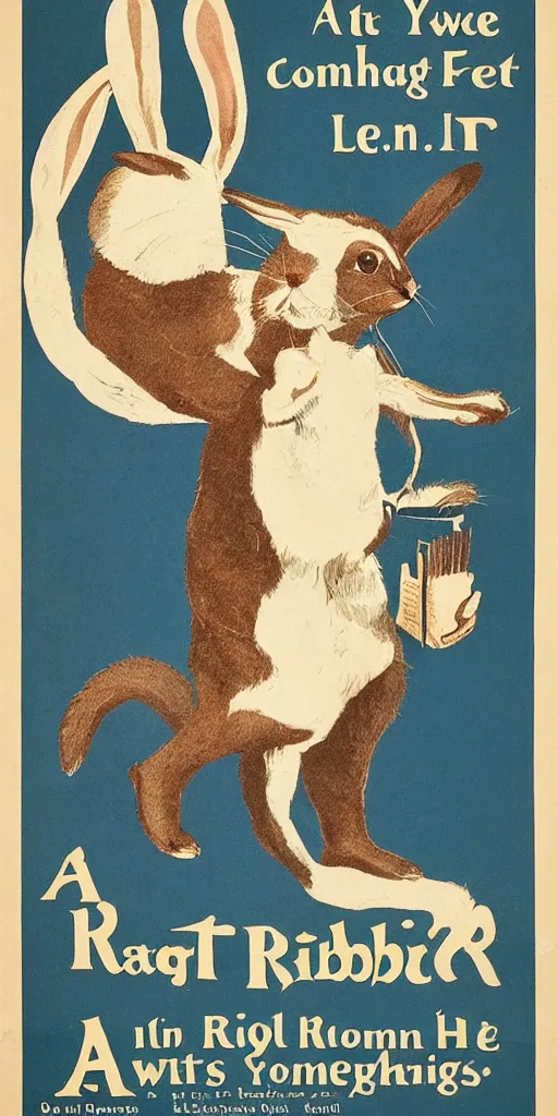 Prompt: a 1 9 0 0 s poster advertising a famous rabbit composer