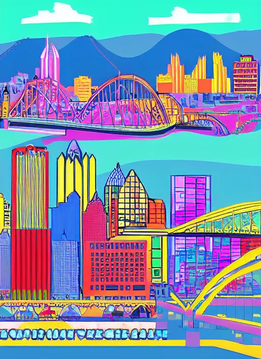 Prompt: digital art of Pittsburgh, epic, insane, super beautiful, colorful and wholesome, gigacool