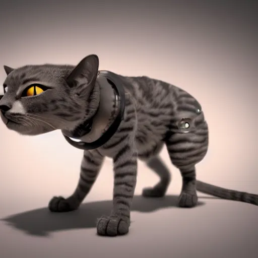 Image similar to cyborg cat from the future, octane render