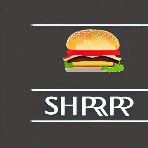 Image similar to award winning logo for a food company, sharp, white background, a burger, fork, name
