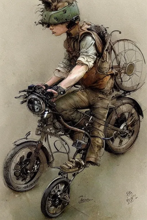 Image similar to ( ( ( ( ( electric powered future bike. drizzling lightning machine parts. muted colors. ) ) ) ) ) by jean - baptiste monge!!!!!!!!!!!!!!!!!!!!!!!!!!!