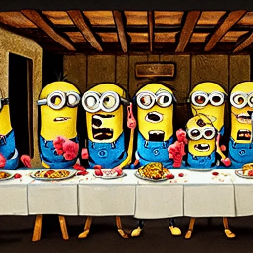 Image similar to Last Supper of Minions,