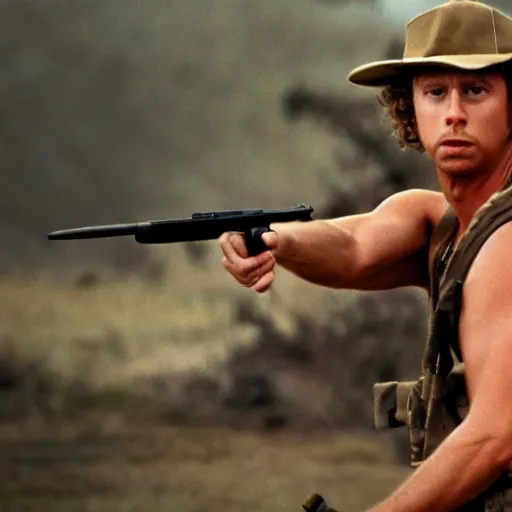 Prompt: napolean dynamite as rambo, cinematic shot, 4 k