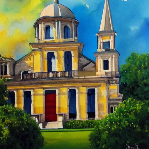 Prompt: a beautiful painting of the art museum and the museum of the church