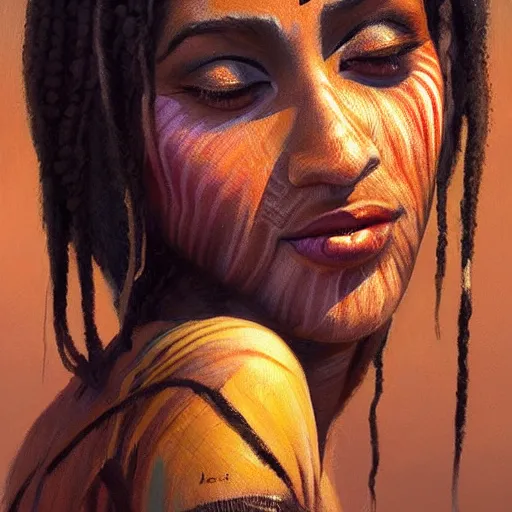 Prompt: A beautiful painting of a series of vertical stripes in different colors. Indian by Ted Nasmith, by Tatiana Suarez rendered in octane, Trending on artstation