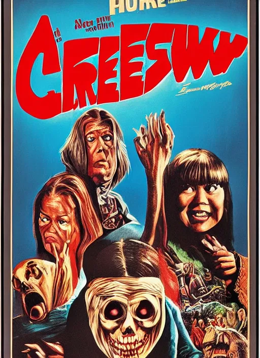 Image similar to a movie poster for creepshow ( 1 9 8 2 ), poster art by drew struzan, featured on reddit, retrofuturism, movie poster, reimagined by industrial light and magic, poster art