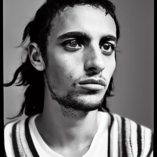 Prompt: Tarik, portrait, 35mm film, by Hedi Slimane