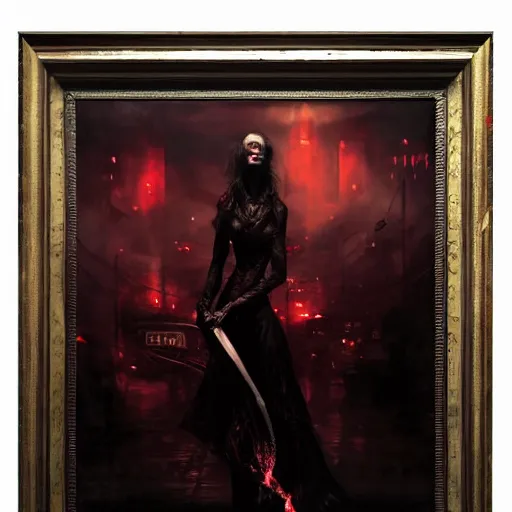 Image similar to the last vampire in london by raymond swanland, highly detailed, dark tones