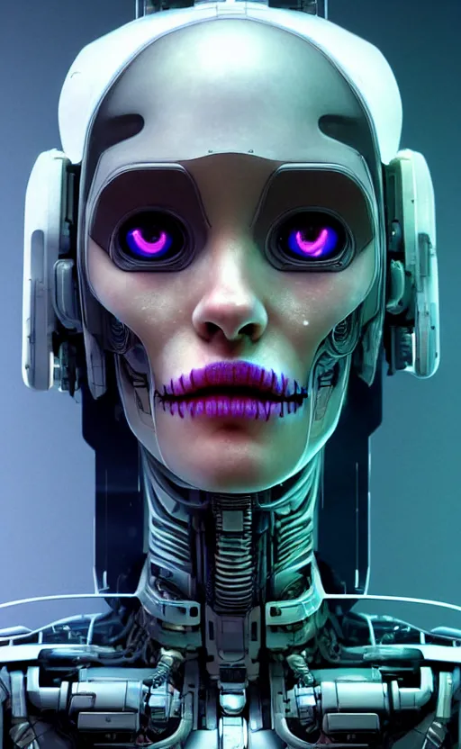 Prompt: beautiful crying! female mechanical android!, half portrait, intricate detailed environment, photorealistic!, octane render, concept art, cinematic, interstellar, ultra detailed, sharp, el dia los muertos!, cyberpunk, bladerunner, 8 k, by angus mckie, moebius, maciej kuciara, stanley lau, artgerm, greg rutkowski