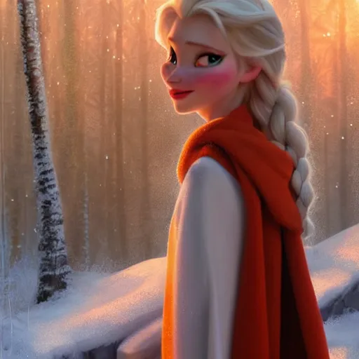 Image similar to elsa from frozen full body, snow background, hyper realistic, hyper detailed, digital art, trending in artstation, cinematic lighting, studio quality, smooth render, unreal engine 5 rendered, octane rendered, art style by klimt and nixeu and ian sprigger and wlop and krenz cushart