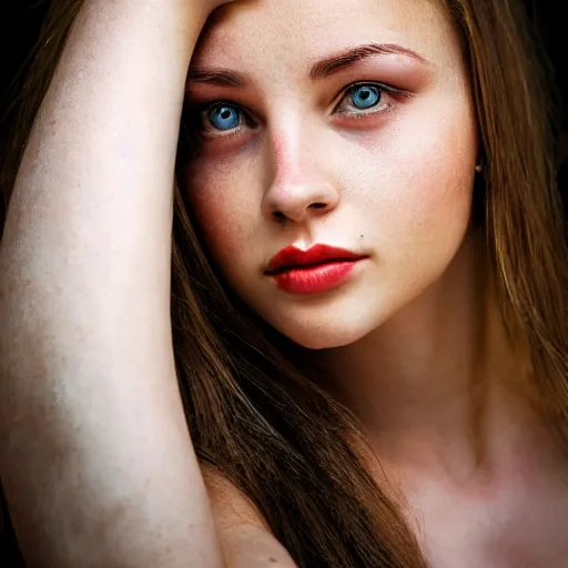 Prompt: photo portrait of a young beautiful ukrainian woman