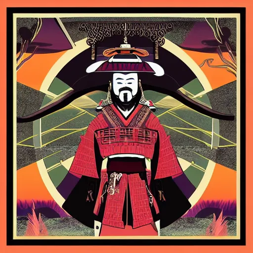 Prompt: samurai album art, poster, cover art