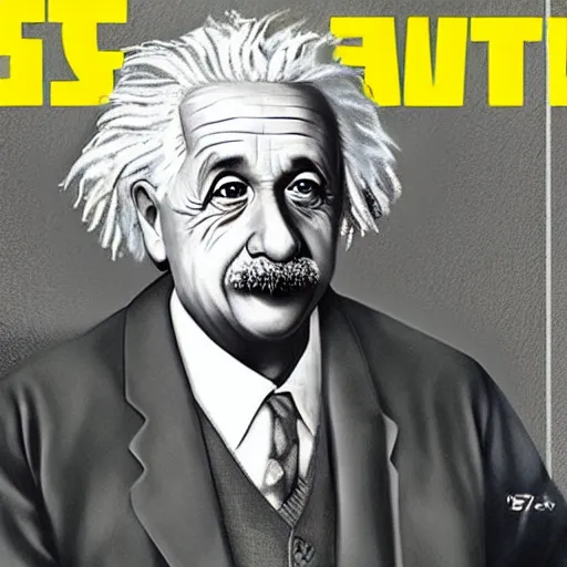 Image similar to “Albert Einstein in GTA V, cover art by Stephen Bliss, Boxart, loadscreen”