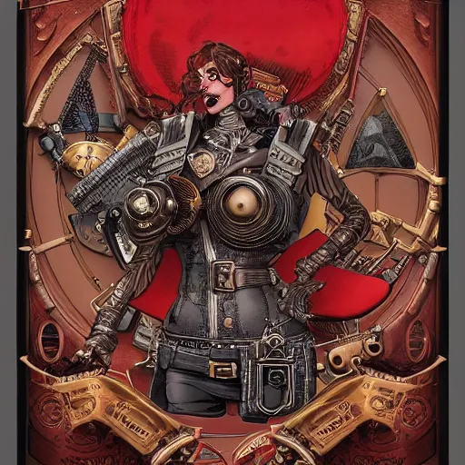 Prompt: steampunk red chest Insanely detailed and intricate, hyper-realistic, perfect master piece, award winning, in the graphic style of Patrick Gleason, detailed art, trending on Artstation, sharp focus, comic art