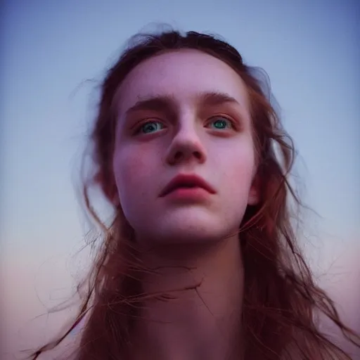 Prompt: Kodak Portra 400, 8K,ARTSTATION, Ryan McGinley, color light, volumetric lighting, highly detailed, britt marling style 3/4 , extreme Close-up portrait photography of young model, Realistic, Refined, Highly Detailed, interstellar outdoor soft pastel lighting colors scheme, outdoor fine art photography, Hyper realistic, photo realistic