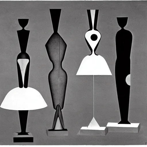 Prompt: strange beings in a common space, Oskar Schlemmer, Bauhaus