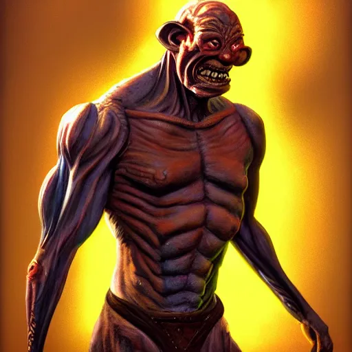 Image similar to bright, colorful, realistic, detailed from Elder Scrolls: shivering isles concept portrait flesh goblin backlighting, kodachrome, high contrast, highly detailed, sharp focus, digital painting, concept art, illustration, trending on artstation, comic book by Alex Ross and Adam Adamowicz cover art