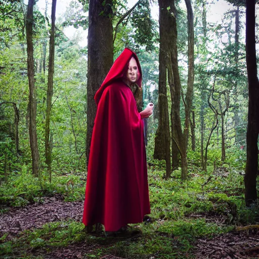 Image similar to medieval cloak wearing anthro lizard, photograph captured in the woods