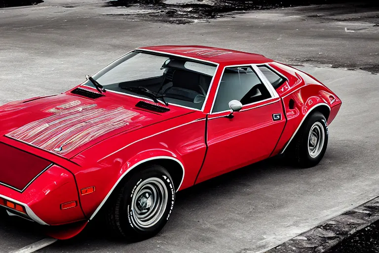 Prompt: stylized poster of a single 1974 AMC AMX/3, (Sony a7R IV, symmetric balance, polarizing filter, Photolab, Lightroom, 4K, Dolby Vision, Photography Award)