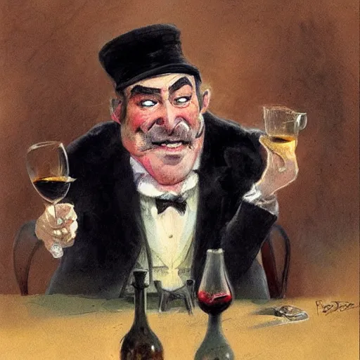 Image similar to the drunk french baron by peter de seve