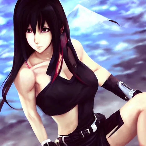 Prompt: beautiful anime art of tifa lockhart by WLOP, rossdraws, Logan Cure, Mingchen Shen, BangkuART, sakimichan, yan gisuka, JeonSeok Lee, zeronis, Chengwei Pan on artstation