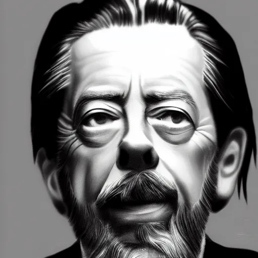 Image similar to a detailed portrait of alan watts, grayscale