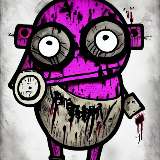 Prompt: grunge drawing of a teddy bear with bloody eyes by - invader zim, loony toons style, horror theme, detailed, elegant, intricate