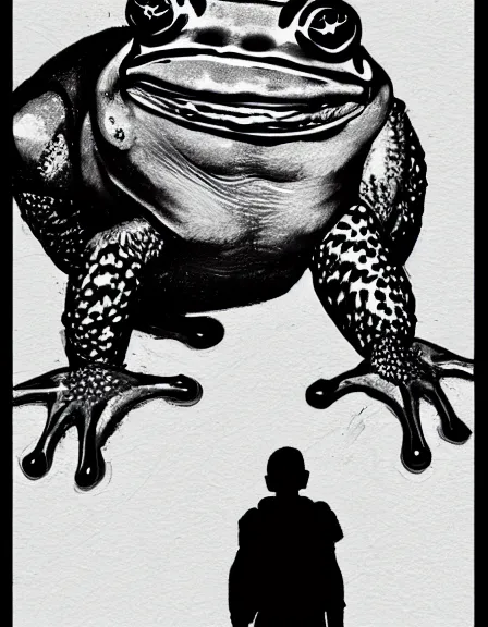 Prompt: a god frog sketch, black and white, artstation, dramatic scenery, masterpiece, aesthetic