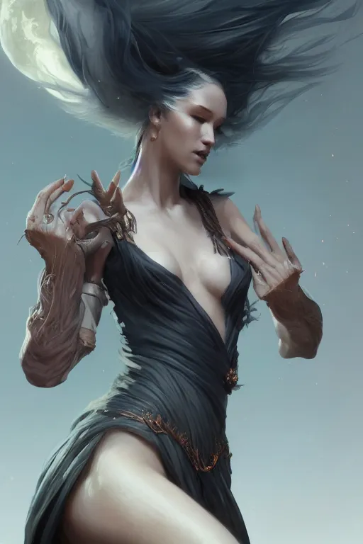 Image similar to beautiful sorceress, accurate anatomy, only two hands, highly detailed, digital painting, artstation, concept art, smooth, sharp focus, illustration, Unreal Engine 5, 8K, art by sakimichan and greg rutkowski and edgar maxence