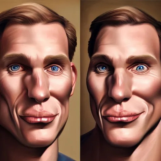 Image similar to Caricature portraits done of Jerma, realistic, hyperrealistic, very realistic, highly detailed, very detailed, extremely detailed, detailed, oil painting, digital art, trending on artstation