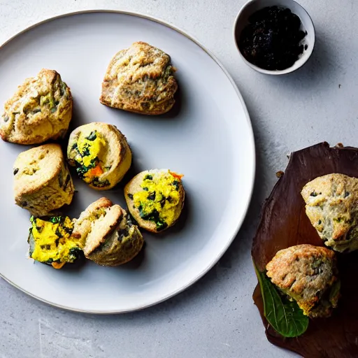 Prompt: scones with piccalilli and nori