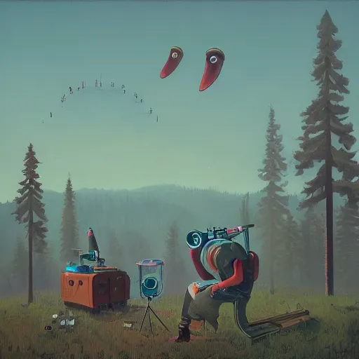 Image similar to Laughter and music made of muskets by Simon Stålenhag