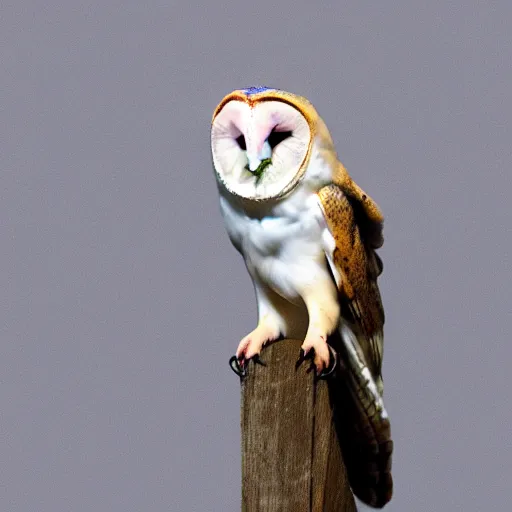 Image similar to barn owl in a suit, very detailed, album photo, canon shot