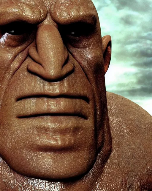 Prompt: film still close up shot of dwayne johnson as golem from the movie the lord of the rings. photographic, photography