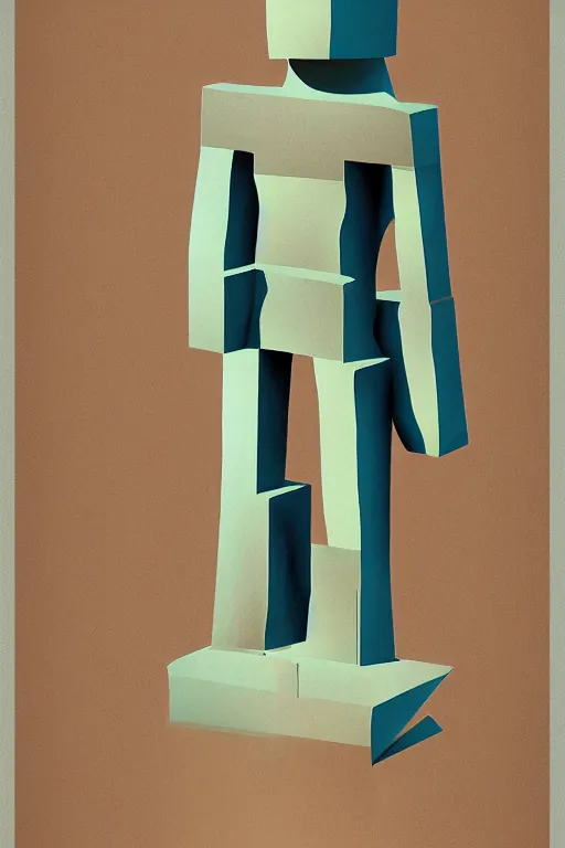 Image similar to cubist moai statue cutout digital illustration cartoon colorful beeple