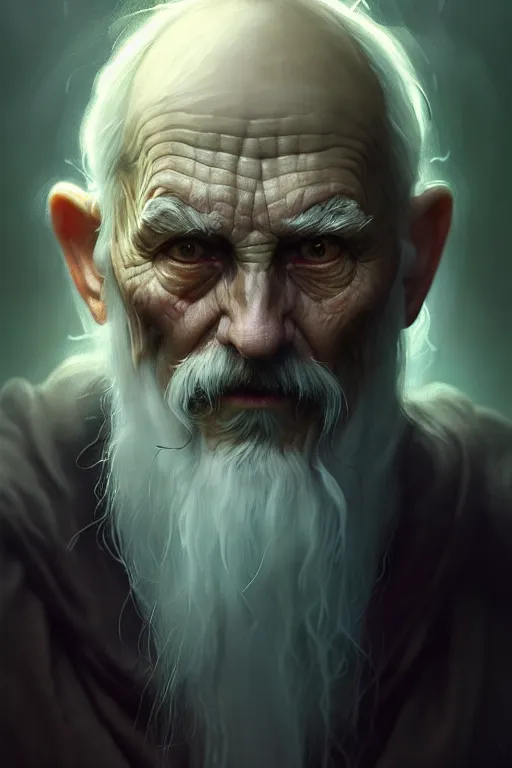 Image similar to photography alexey gurylev, old man, ghostly ghost, mysterious, deep focus, d & d, fantasy, complex, elegant, highly detailed, digital painting, artstation, concept art, matte, clear focus, illustration, hearthstone, artgerm art, greg rutkovsky and alphonse mucha