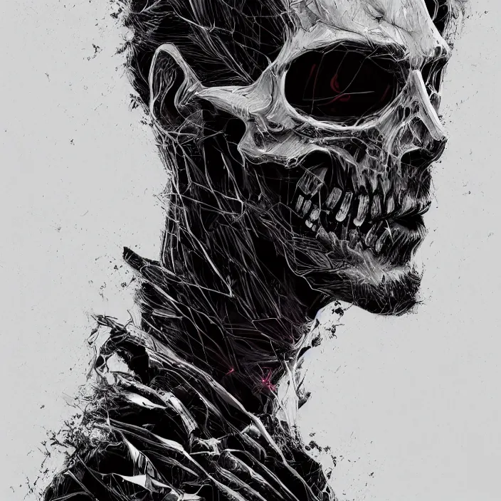 Image similar to portrait of keanu as skeleton. intricate abstract. intricate artwork. by Tooth Wu, wlop, beeple, dan mumford. octane render, trending on artstation, greg rutkowski very coherent symmetrical artwork. cinematic, hyper realism, high detail, octane render, 8k, iridescent accents