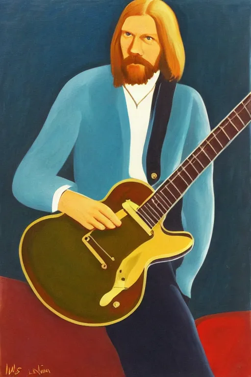 Prompt: duane allman in the style of Marius Borgeaud