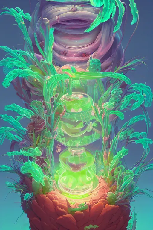 Image similar to roots cactus sushi cristal smurf ghost creature animal sushi cristal very big eye roots cactus elemental flush of force nature micro world fluo fishscale, behance hd by jesper ejsing, by rhads, makoto shinkai and lois van baarle, ilya kuvshinov, rossdraws radiating a glowing aura global illumination ray tracing hdr