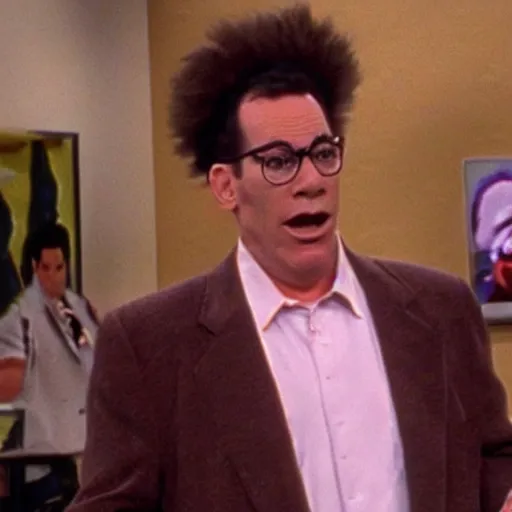 Prompt: That episode of Seinfeld where Kramer accidently ends up at a furry convention and stumbles into the headless lounge right into a very surprised George Costanza, making him drop his fursuit head.